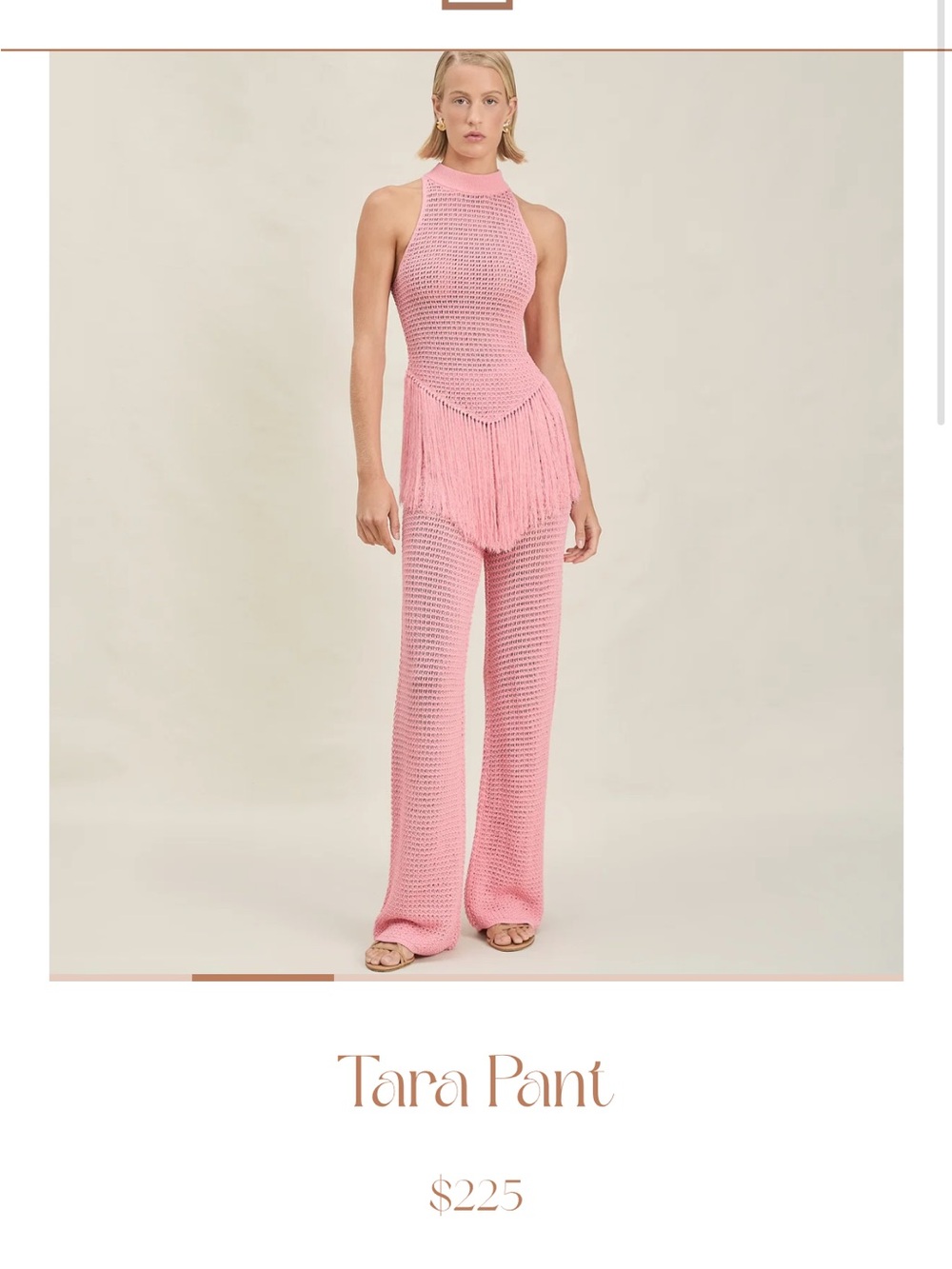DEVON WINDSOR Peach  Crochet Wide-Leg Tara Pant